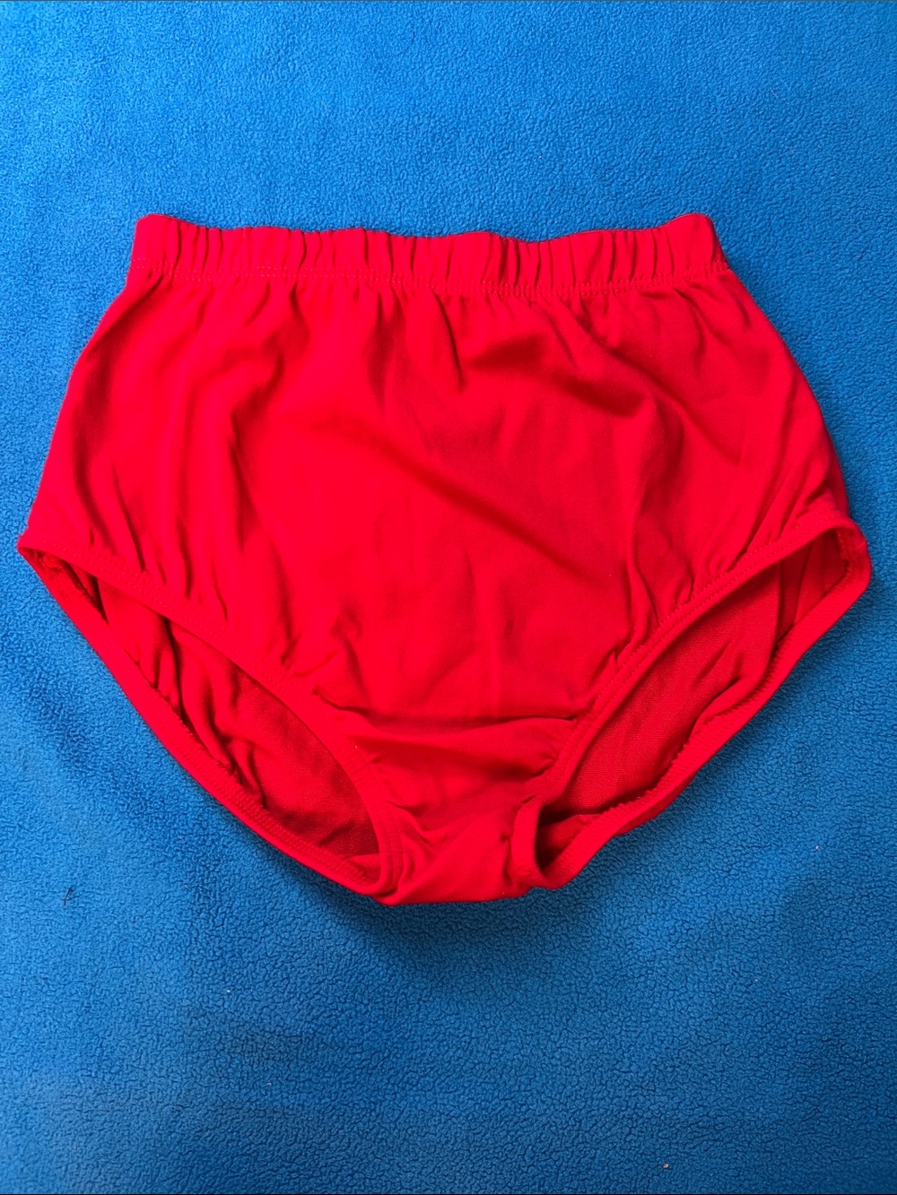 Red Danskin Nylon Spanks Cheer/Dance Brief L NWOT